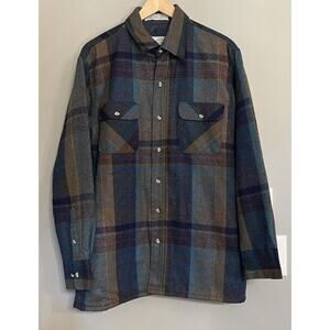 Northwest Territory Jacket Wool‎ Blend Plaid Quilted Lining Button Up Medium EUC